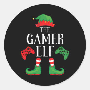 Sticker Rond Gamer Elf Matching Group Xmas Jeu Amusant Famille