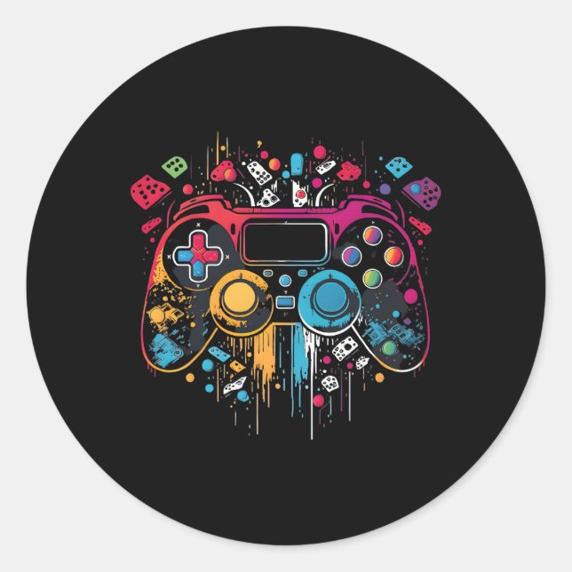 Sticker Rond Gamer esthétique Jeux Vidéo Jeux Ns (Devant)