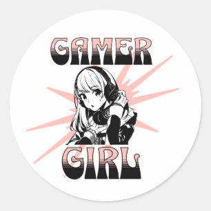 Sticker Rond Gamer fille   Jeux