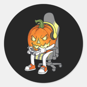 Sticker Rond Gamer Halloween Jackolantern Scandale Jeux Garçons
