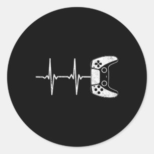 Sticker Rond Gamer Heartbeat Jeux Vidéos Jeu Garçons Ados Homme