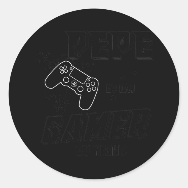 Sticker Rond Gamer Pepe Pepe Par Joueur De Jour Par Jeu De Nuit (Devant)