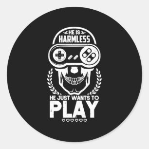 Sticker Rond Gamer Veut Juste Jouer À Des Jeux Vidéo