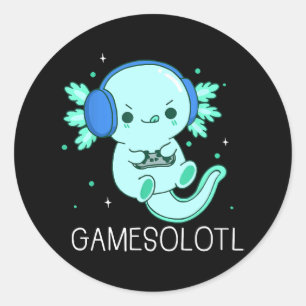 Sticker Rond Gamesolotl Axolotl Gamer