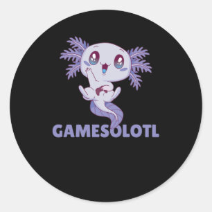 Sticker Rond Gamesolotl Funny Axolotl Mot Jeu Pour Les Joueurs