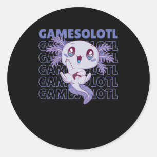 Sticker Rond Gamesolotl Funny Axolotl Mot Jeu Pour Les Joueurs