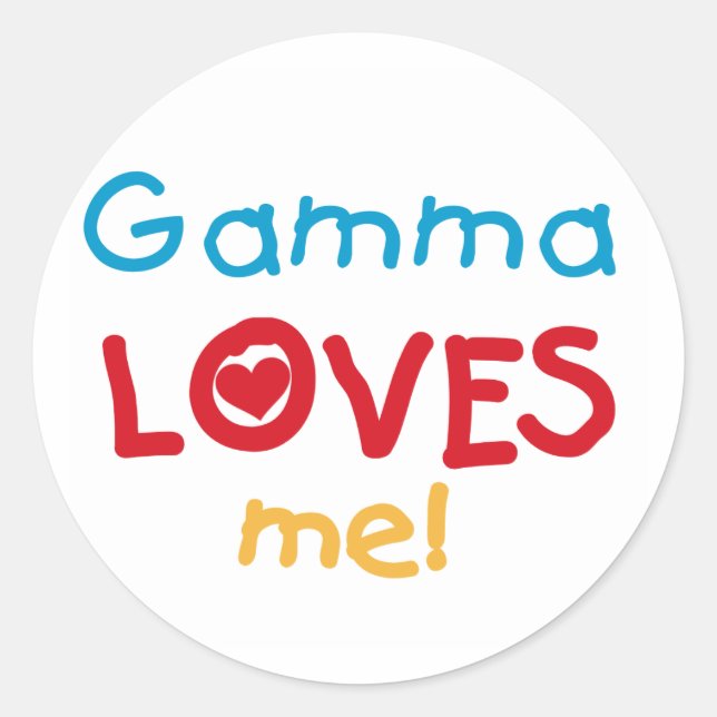 Sticker Rond Gamma aime mes t-shirts et cadeaux (Devant)