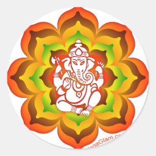 Sticker Rond Ganesh à Lotus