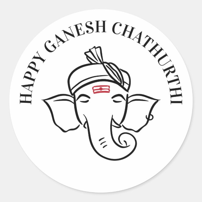 Sticker Rond Ganesh Chathurthi Wishes | Indian God  (Devant)