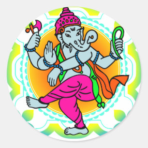 Sticker Rond Ganesh dans Rainbow coloré design