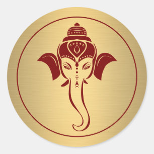 Sticker Rond Ganesh Dieu indien Mariage hindou bordeaux