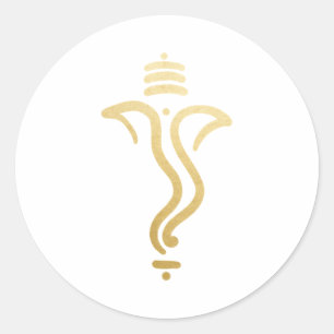 Sticker Rond Ganesh festif doré/ Dieu indien