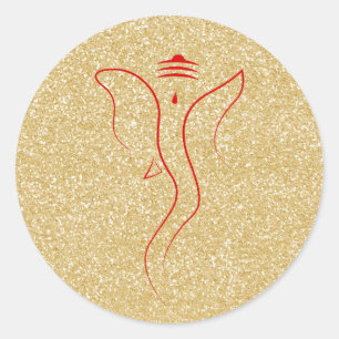 Sticker Rond Ganesh Gold