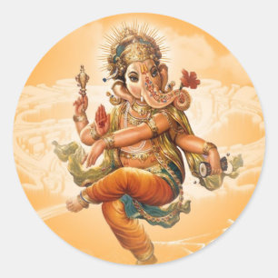 STICKER ROND GANESH HINDU DIEU