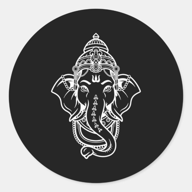 Sticker Rond Ganesh Lord Ganesha Méditation de la déité hindoue (Devant)