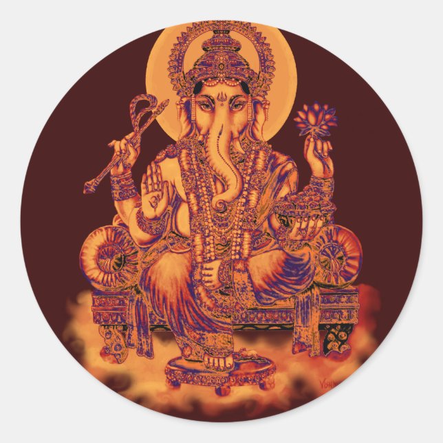 Sticker Rond Ganesh - Remover des obstacles (Devant)