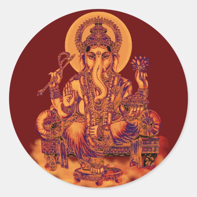 Sticker Rond Ganesh - Remover des obstacles (Devant)