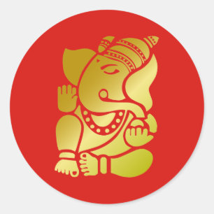 Sticker Rond Ganesha d'or