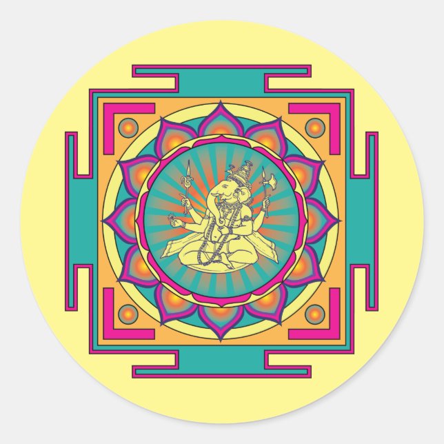 Sticker Rond Ganesha Mandala (Devant)