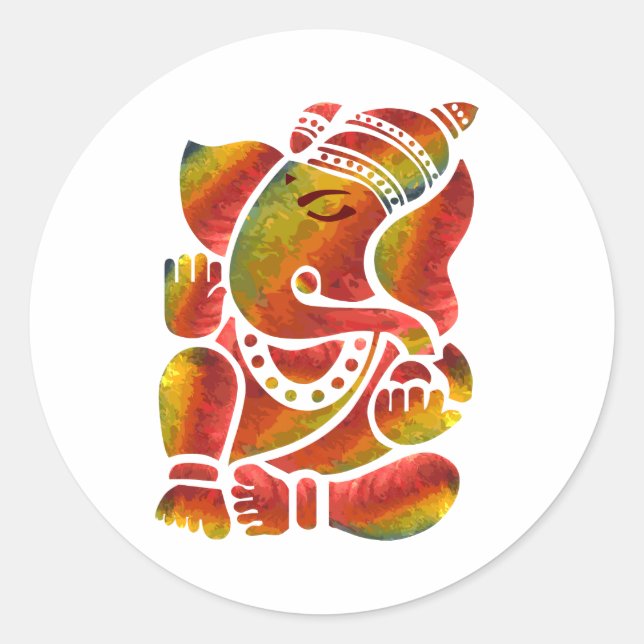 Sticker Rond Ganesha Multicolor Peinture (Devant)