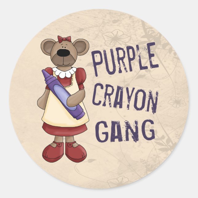 Sticker Rond Gang Crayon pourpre (Devant)