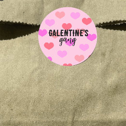 Sticker Rond Gang de jour rose mignon de Galantine
