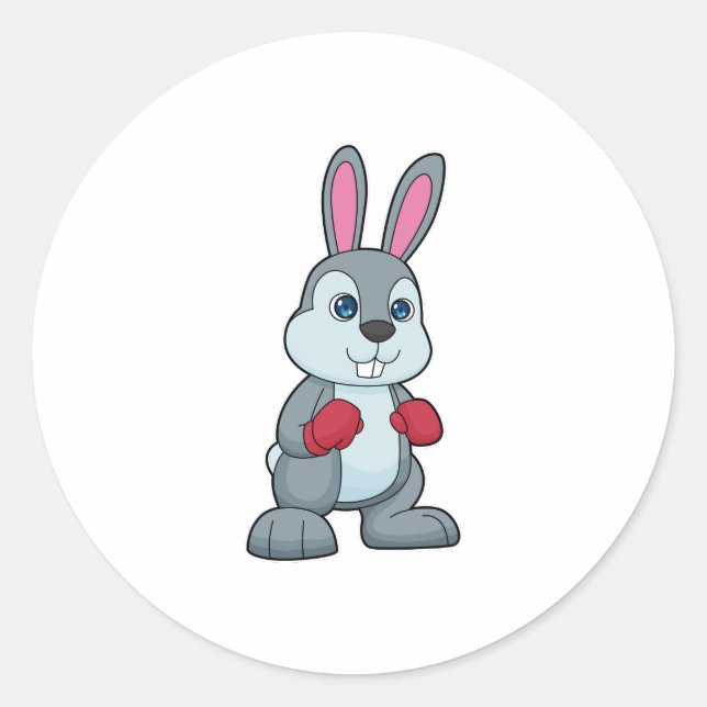 Sticker Rond Gants de boxe de boxe de lapin (Devant)