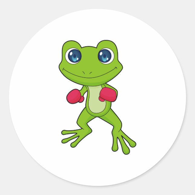 Sticker Rond Gants de boxe de grenouille (Devant)