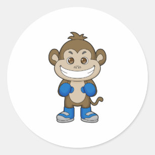 Sticker Rond Gants de boxe de singe