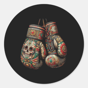 Sticker Rond Gants de boxe de style Vintage mexicain Aztec Maya
