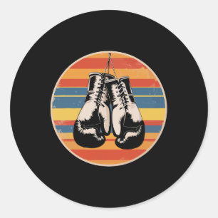 Sticker Rond Gants de Boxe Kickboxing Amateur de Boxe Rétro Box