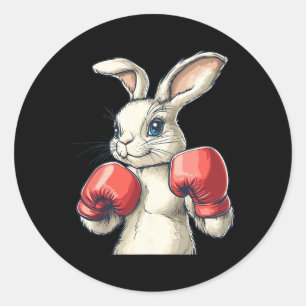 Sticker Rond Gants De Boxe Rouge Et Costume De Lapin Mélange