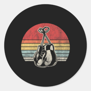 Sticker Rond Gants de boxe Style Vintage Coucher de soleil rétr