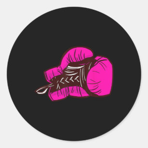 Sticker Rond Gants En Boxe Rose I Fille En Boxe