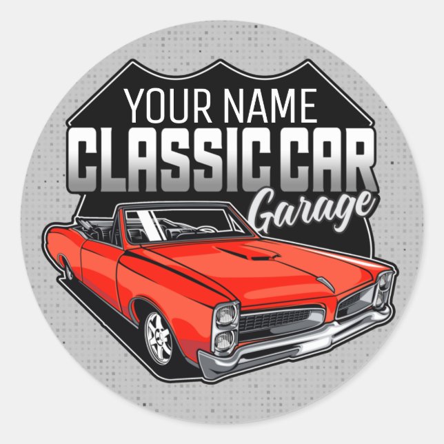 Sticker Rond Garage de voiture classique convertible personnali (Devant)