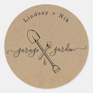 Sticker Rond Garage & Jardin Mariée / Douche pour couple