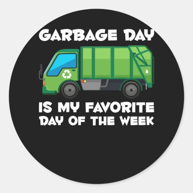 Sticker Rond Garbage Day Boys Toddlers Ventilateur de camion (Devant)
