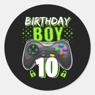 Sticker Rond Garçon 10 contrôleur de jeu vidéo Gamer 10e annive