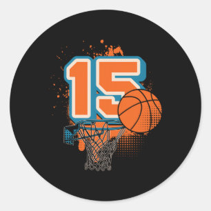 Sticker Rond Garçon 15 Ans Joueur de Sketll Cadeau pour 15 Ans