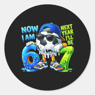 Sticker Rond Garçon 6ème anniversaire Football Crème glacée Dri