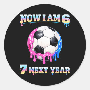 Sticker Rond Garçon 6ème anniversaire football glace goutte 67 