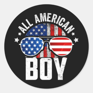 Sticker Rond Garçon américain correspondant à la famille du 4 j
