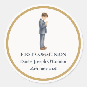 Sticker Rond Garçon aquarelle de première communion