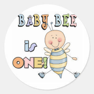 Sticker Rond Garçon Bébé Bee 1er Anniversaire Tshirts et cadeau