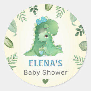 Sticker Rond Garçon Bleu Dinosaure Sauvage Baptême Réception
