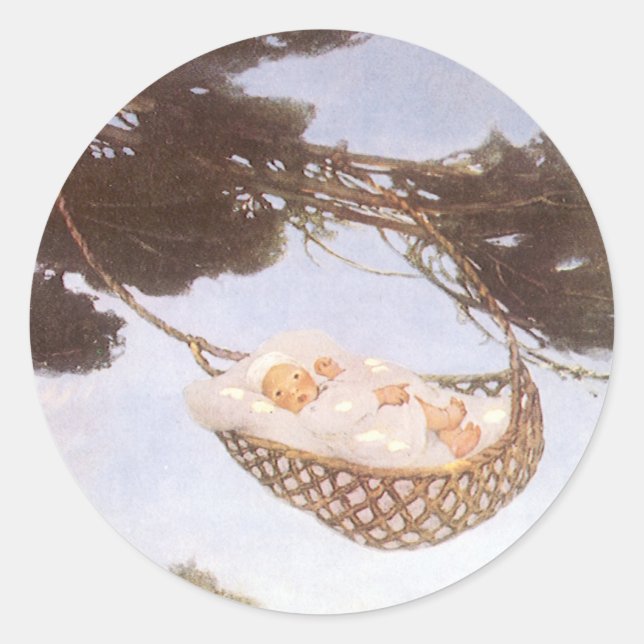 Sticker Rond Garçon dans l'arbre de Hassoc par Jessie Willcox S (Devant)