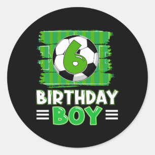 Sticker Rond Garçon de 6 ans thème de fête d'anniversaire de fo