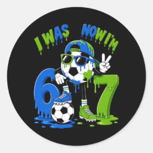 Sticker Rond Garçon de 7 ans pour son 7e anniversaire Soccer Ic