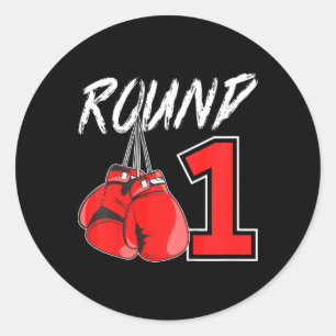 Sticker Rond Garçon de boxe pour 1er anniversaire 1 an Boxeur F