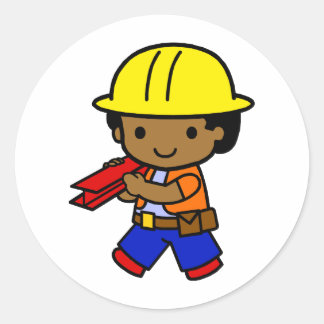 Sticker Rond Garçon de construction